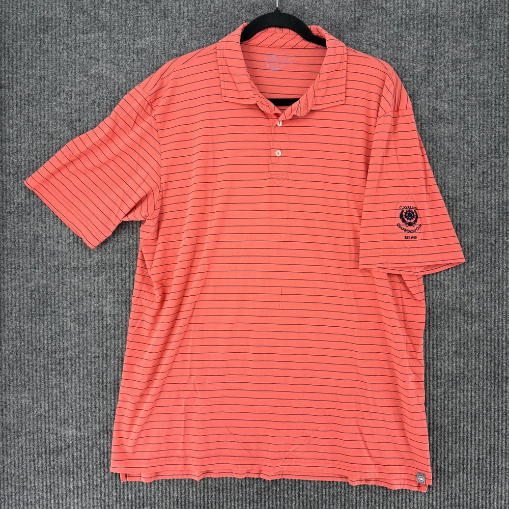 Peter Millar Mens XL shirt striped pima cotton Cavalier Golf Yacht Club polo